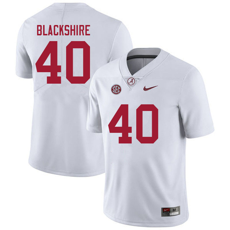 Alabama Crimson Tide Men's Kendrick Blackshire #40 White NCAA Nike Authentic Stitched 2021 College Football Jersey HI16E02TV